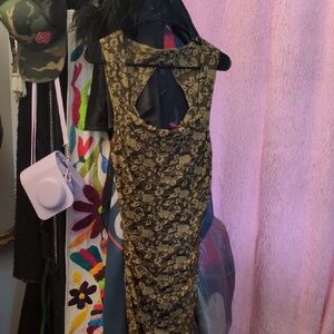 Free People Gold Floral Backless Dress